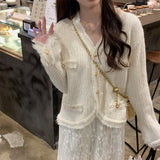 Women Knitwear Spring and Autumn V-neck Knitted Cardigan Sweater Coat