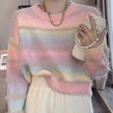 Women Knitted Pullover Autumn and Winter Striped Sweater Sweater