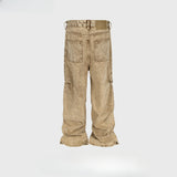MIJKO Men's Vintage Pants MIJKO Jeans Men's and Women's Wide Leg Multi-Size Trousers Tide