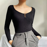 Women Sweater Knitwear Zipper U Collar Sweater Female Fall/Winter Romper Sweater
