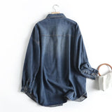 Women Jacket Loose Retro Leisure Washed-out Shirt Coat
