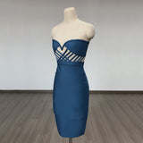 Women Evening Dress Summer Sexy Hollow out Bandage One-Piece Dress