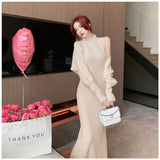 Women Maxi Dress Spring and Autumn Knitted Dress and Coat