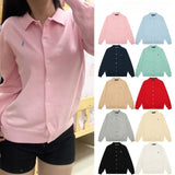 Dopamine macaron color autumn/winter rl small malafit polo collar knit cardigan women's couple's wool sweater