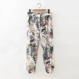 Women Suits Vintage Belt Buckle-Free Suit Floral Jacket Casual Pajamas Trousers Two-Piece Suit