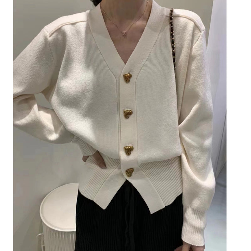 Women Knitted Cardigan Sweater Spring and Autumn V-neck Long Sleeve Top