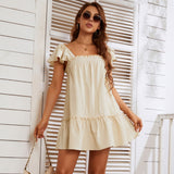 Women Dress Square Collar Bow Dress