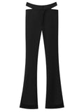 Women Sweatpants Split Hollow out Straight-Leg Pants