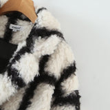 Women Woolen Coat Imitation Lamb Wool Plaid Coat Women's Autumn and Winter Thermal Long Coat