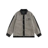 Unisex Jacket Houndstooth Jacket Men and Women Couple Loose Lapels Plaid Jacket