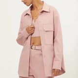 Women Jacket Autumn Loose Lapel Long Sleeves Shirt