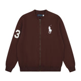 Rl ralph lauren pony racing element crewneck cardigan - relaxed fit knit wool sweater jacket for women - autumn/winter