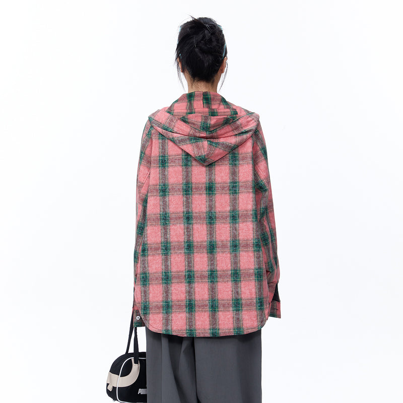 Unisex Jacket Autumn Retro Loose Plaid Top