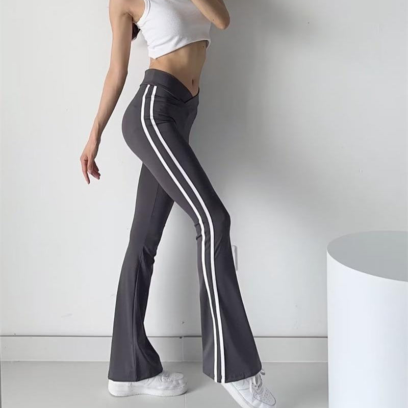 Women Sweatpants Striped Pants Trousers Loose Spring and Autumn Bell-Bottom Pants