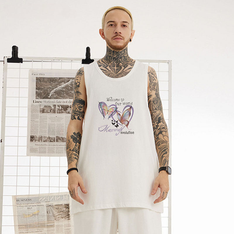 Men Vest Sleeveless T-shirt Oversize Couple Sports Vest