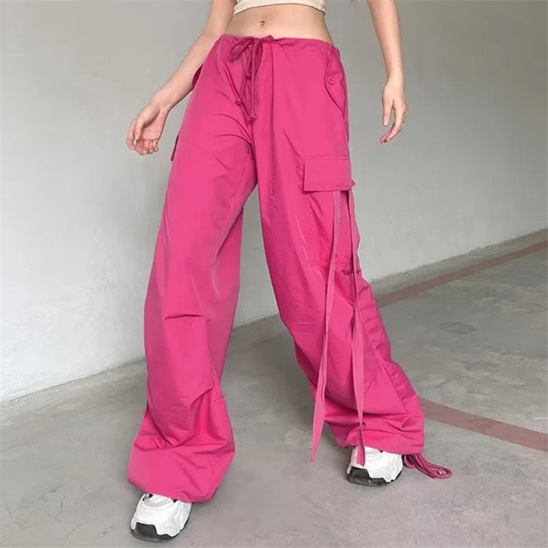 Women Sweatpants Multi-Pocket Elastic Ankle-Tied Dance Casual Pants Sweatpants