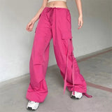 Women Sweatpants Multi-Pocket Elastic Ankle-Tied Dance Casual Pants Sweatpants