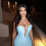 Women Dresses Bandage One-Piece Dress Sexy V-neck Slim Dress (Ont0408)