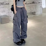 Women Sweatpants Retro Loose Trousers Three-Dimensional Pocket Overalls