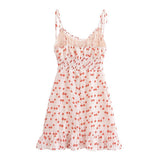 Women Dresses Summer Vintage Floral Slim Fit V-neck Strap Dress (Xds0414)