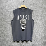 Amiri tank top hand held planet printing