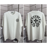 Ch hip-hop t shirts high version ch short sleeve sanskrit printingloosecasualpure cotton american heavy weight short sleeve men