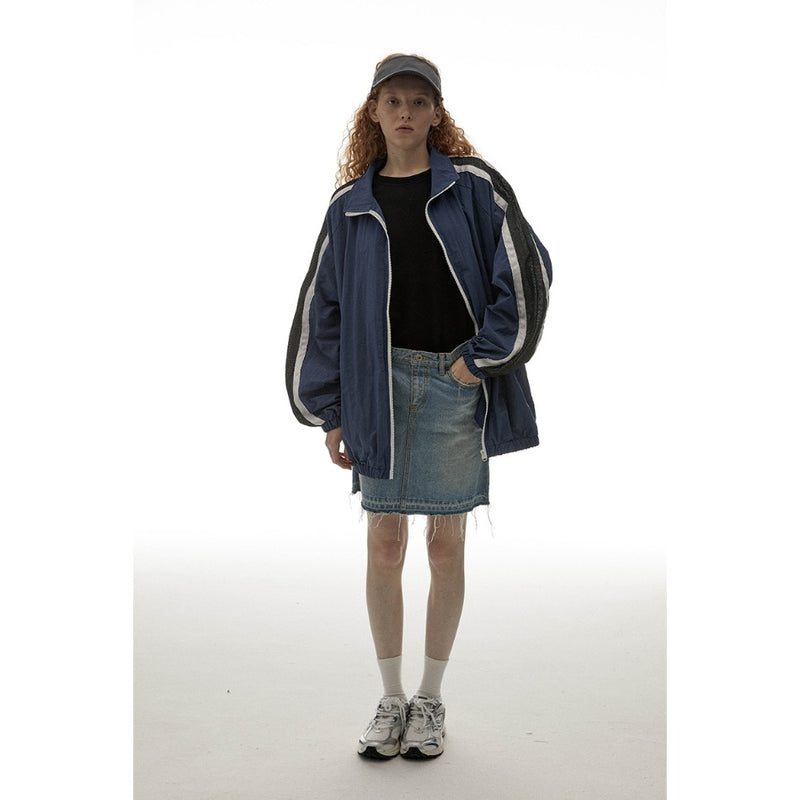 Unisex Jacket Vintage Loose Multicolor Exercise Hooded Coat Men's and Women's Stand Collar Jacket