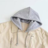 Women Leather Jacket Spring and Autumn Motorcycle Pu Clothing Loose Short Washed Leather Jacket