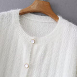 Women Sweater Knitwear Autumn Single-Breasted Short Knitted Cardigan Sweater