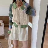 Women Knitwear Fall and Winter Lapels Zipper Sweaters Cardigan