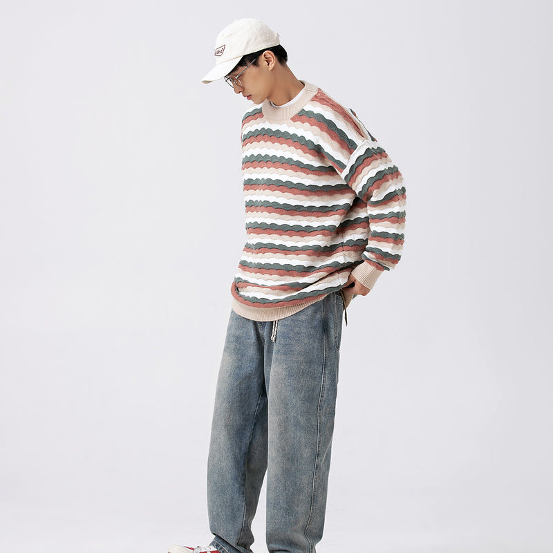 Unisex Sweater Winter Wave Pattern Casual Sweater