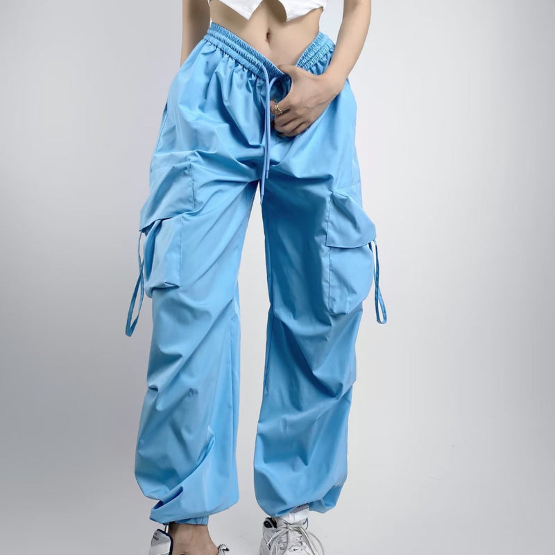 Women Sweatpants Autumn Three-Dimensional Pocket Overalls Loose Tappered Trousers