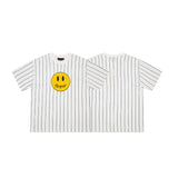 Drew house tshirt r d@ew striped smiley face letter print crew neck pullover short sleeve