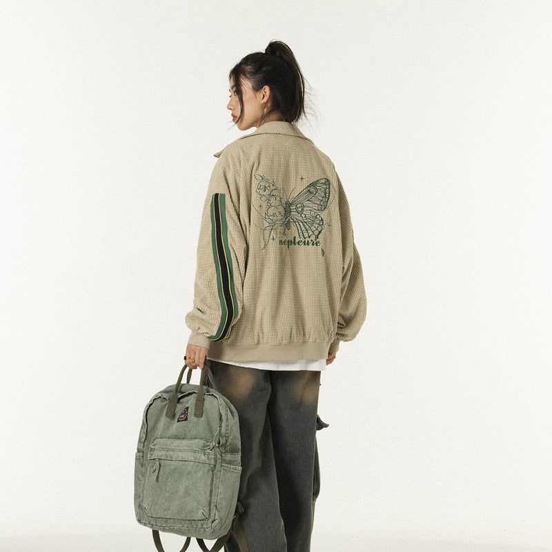 Unisex Jacket Fall Waffle Baseball Shirt