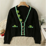 Women Knitwear Autumn and Winter V-neck Sweater Short Knitted Cardigan