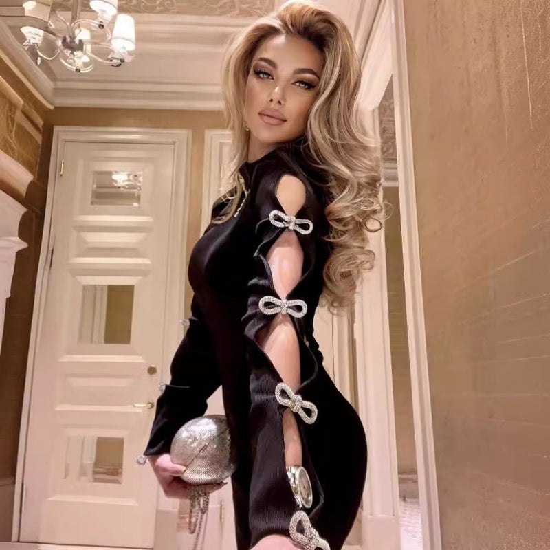 Women Dresses Sexy Party Dress Skirt Black Dress (Ont0408)