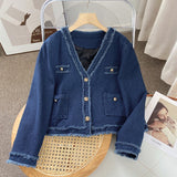 Women Jacket Classic Style Denim Coat Autumn Vintage Jacket