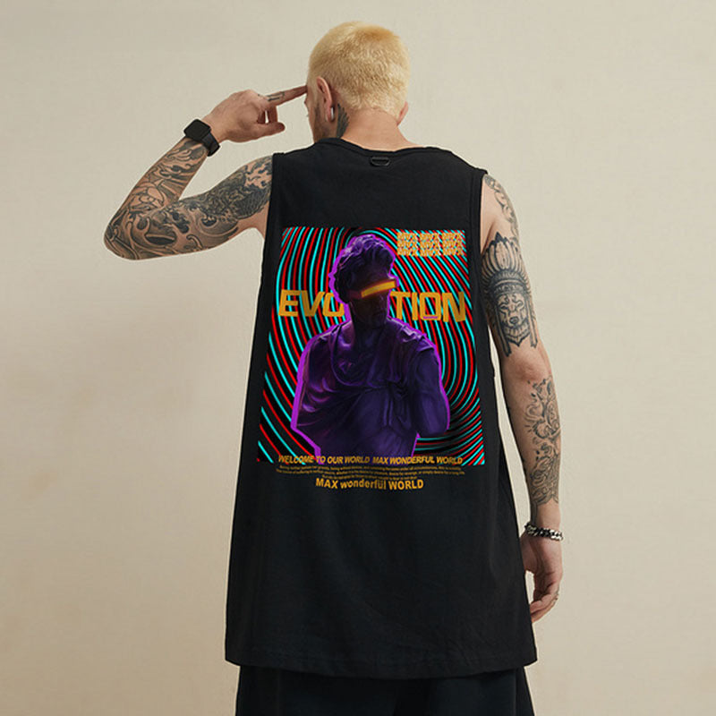 Men Vest Retro Sleeveless T-shirt