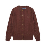 Macaron color rl ralph pony casualsweetcardigan women's fall and winter dopamine round neck cardiganknitting wool sweater