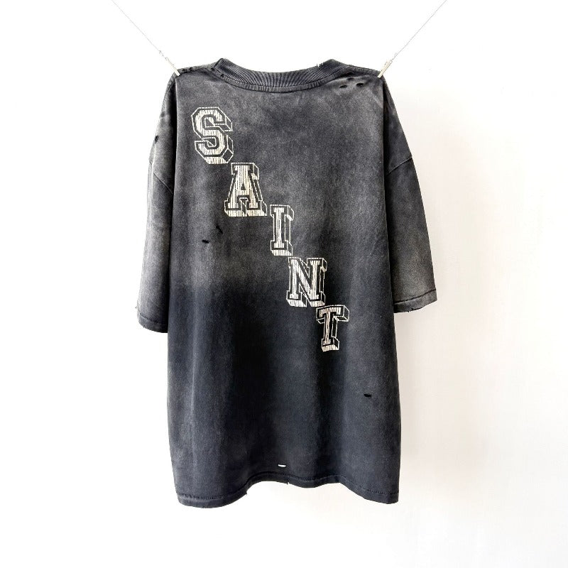 saint m t shirts s.m little angel letter graphic crew neck short sleeve top