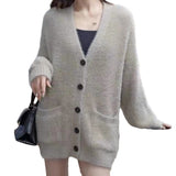 Women Knitwear Fall/Winter V-neck Sweater Coat Loose Knitted Cardigan