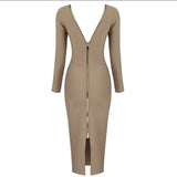 Women Evening Dress Backless Dress Slim-Fit Zipper Long Dress Bandage Gown