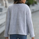 Women Trench Coat Autumn Leisure Plush Women's Long Sleeve Sequined Cardigan round Neck Baggy Coat