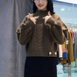 Women Knitted Pullover Autumn and Winter Turtleneck Sweater Retro Loose Sweater