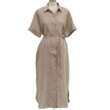 Beth Dutton Wardrobe Loose Short Sleeve Linen Shirt Dress