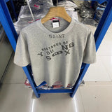 saint m t shirts s.m letter print crew neck pullover short sleeve top