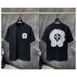 Ch hip-hop t shirts american ch short-sleeved horseshoe flocking washed and worn loosecasualheavy weighteasiest for matchcouple high street