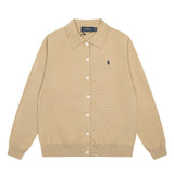 Dopamine macaron color autumn/winter rl small malafit polo collar knit cardigan women's couple's wool sweater