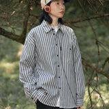 Unisex Shirts Autumn Vertical Striped Casual Shirt