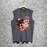 Amiri tank top heart wolf head printing